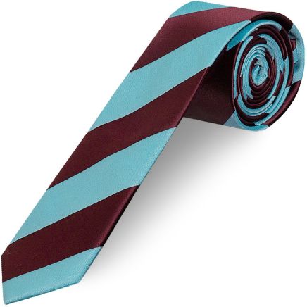 Claret and Blue Striped Skinny Boys Tie