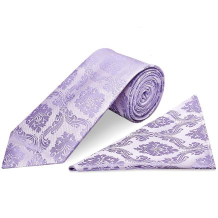 Lilac Paisley Classic Men's Tie and Pocket Square Set
