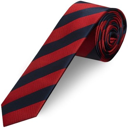 Navy and Red Striped Skinny Men's Tie