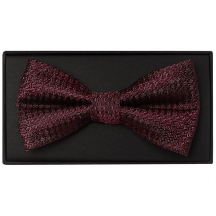 Burgundy Textured Mens Bow Tie