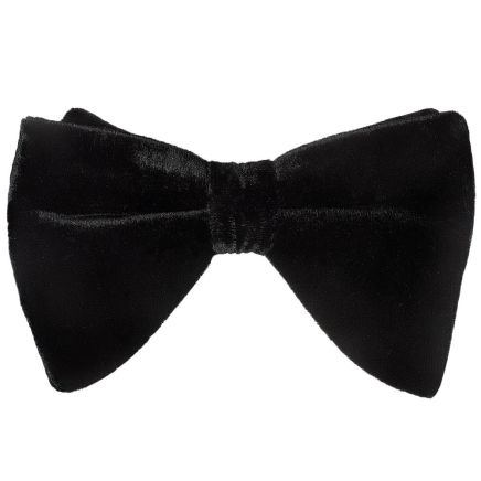 Mens Black Luxurious Velvet Oversized Bow Tie