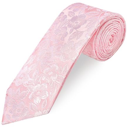 Mens Blush Pink Floral Silk Classic Tie