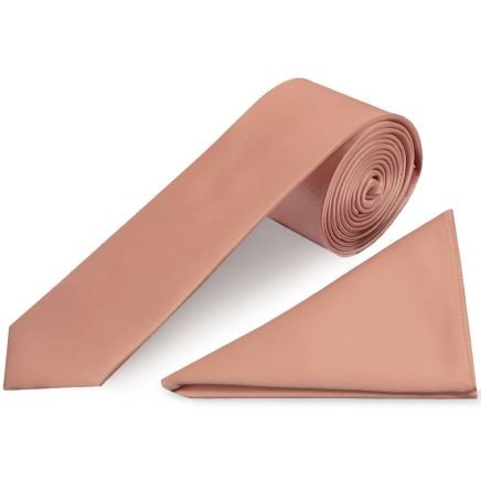 Rose Quartz Satin Boys Tie and Pocket Square Set