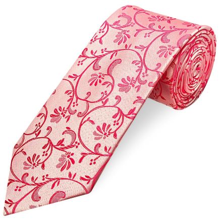 Light Coral Pink Floral Classic Men's Tie