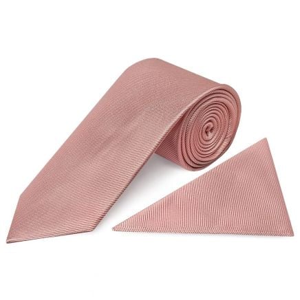 Dusty Rose Silk Twill Classic Mens Tie and Pocket Square Set