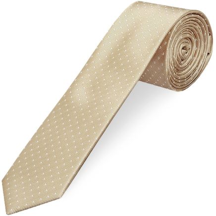 Champagne and White Polka Dot Skinny Boys's Tie