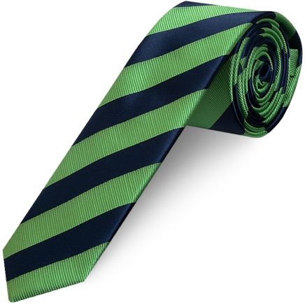 Navy and Lime Striped Skinny Men's Tie