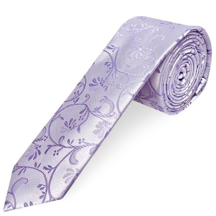 Lavender Floral Skinny Men's Tie