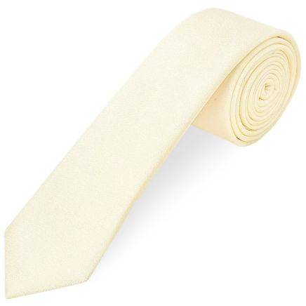 Plain Ivory Silk Skinny Men's Tie