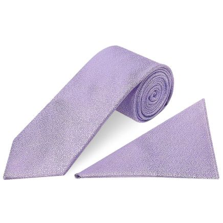 Plain Purple Textured Silk Classic Men's Tie and Pocket Square Set