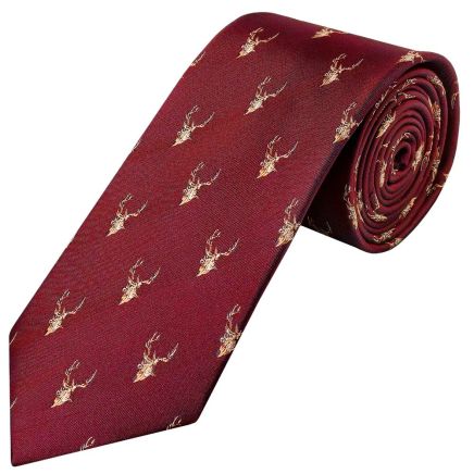 Burgundy Deer Head Classic Men's Tie