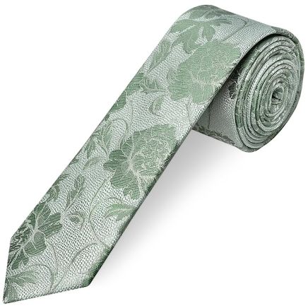 Green Flower Skinny Men's Tie