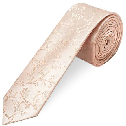 Light Peach Floral Skinny Men's Tie