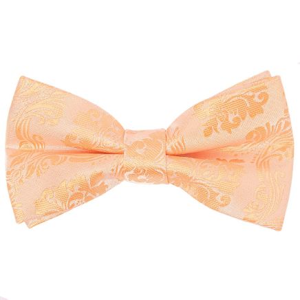 Pre Tied Peach Paisley Boys Bow Tie Age 4-7