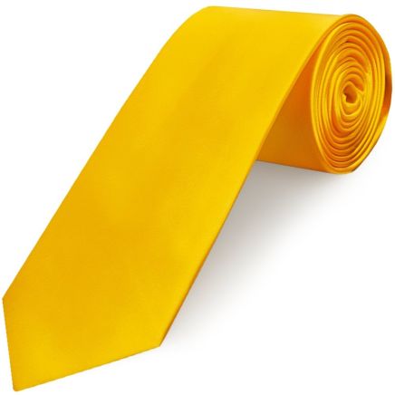 Plain Bright Yellow Satin Classic Men's Tie