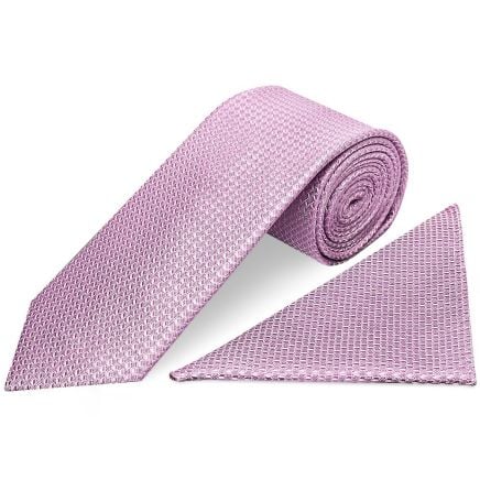 Lavender Textured Classic Tie and Pocket Square Set