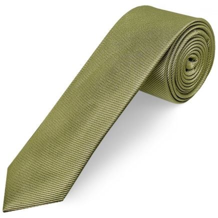 Khaki Silk Twill Skinny Mens Tie