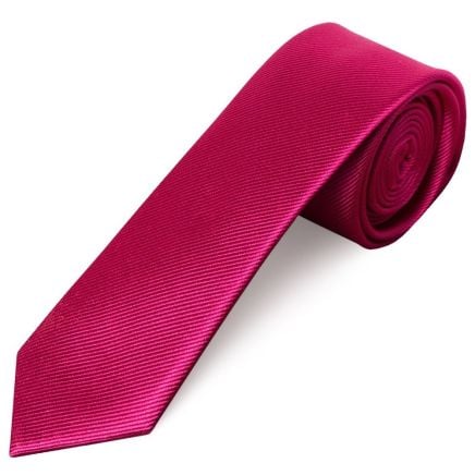 Fuchsia Pink Silk Twill Skinny Mens Tie