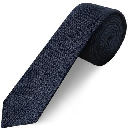 Navy Textured Skinny Tie