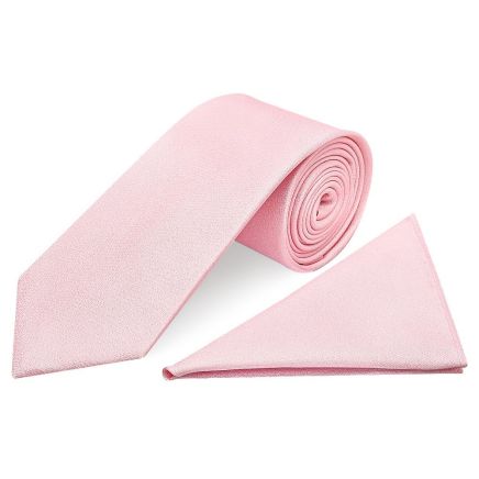 Plain Blush Pink Silk Classic Men's Tie and Pocket Square Set