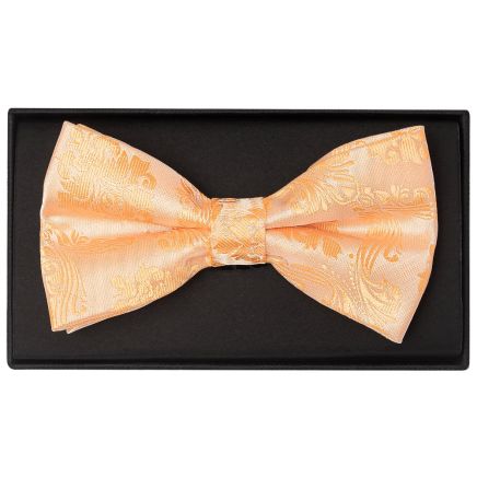 Peach Paisley Handmade Mens Bow Tie