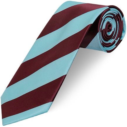 Claret and Blue Striped Hand Made Classic Men's Football Tie