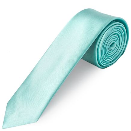 Aqua Satin Skinny Men's Tie