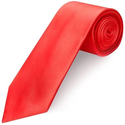 Plain Coral Pink Satin Classic Men's Tie