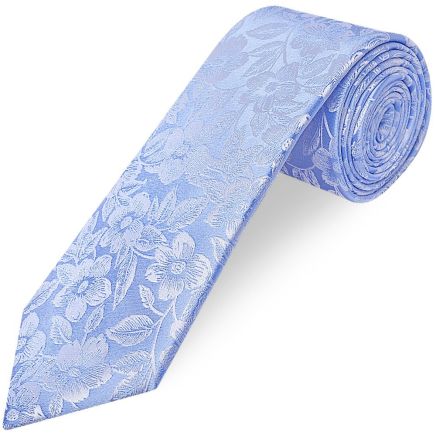 Mens Blue Floral Silk Classic Tie