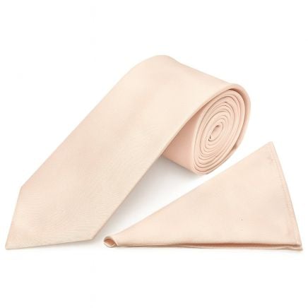 Plain Blush Classic Men's Tie and Pocket Square Set