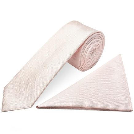 Blush Polka Dot Skinny Men's Tie Pocket Square Set