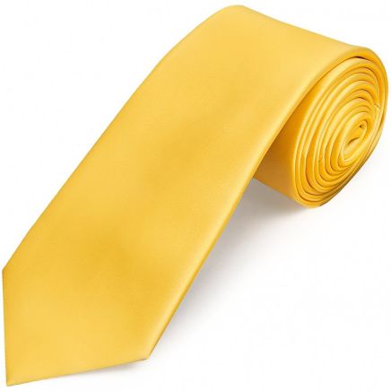 Plain Yellow Gold Satin Classic Men's Tie