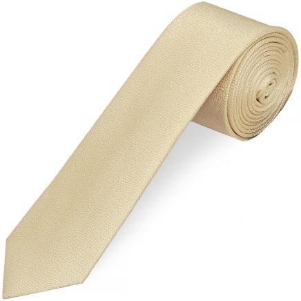 Plain Champagne Textured Silk Skinny Men's Tie