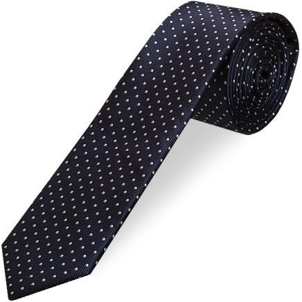 Navy Blue and White Polka Dot Skinny Men's Tie