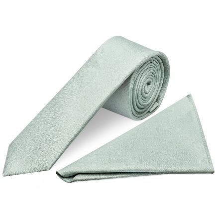 Plain Duck Egg Silk Skinny Boys Tie and Pocket Square Set