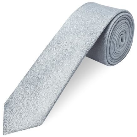 Plain Light Blue Textured Silk Skinny Men's Tie