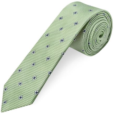 Green Petal Skinny Men's Tie