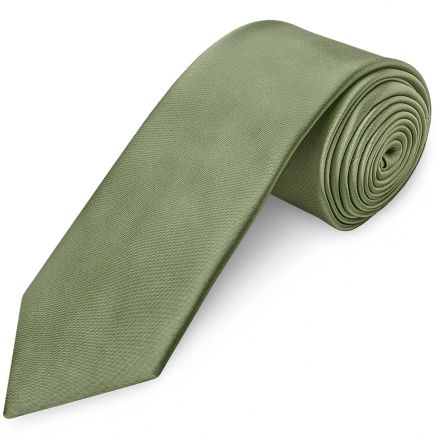 Mens Plain Olive Green Satin Classic Tie