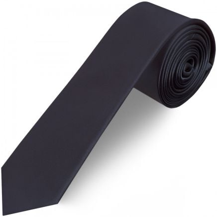 Plain Navy Blue Satin Skinny Men's Tie