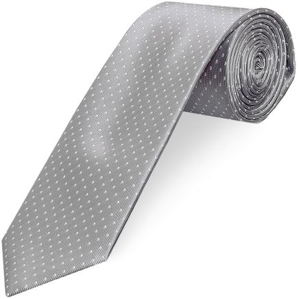 Silver and White Polka Dot Classic Men's Tie