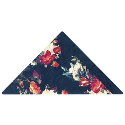 Navy Cotton Pocket Square with White and Pink Flower Pattern