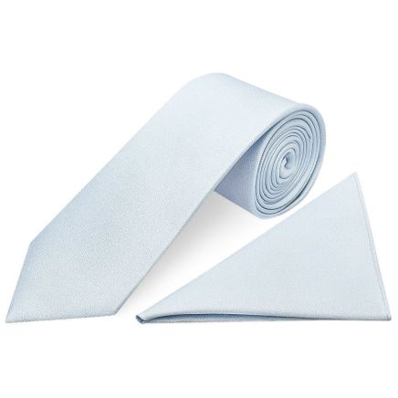 Plain Sky Blue Silk Classic Men's Tie and Pocket Square Set