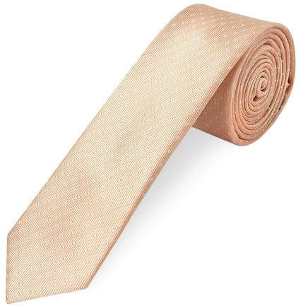 Peach and White Polka Dot Skinny Men's Tie