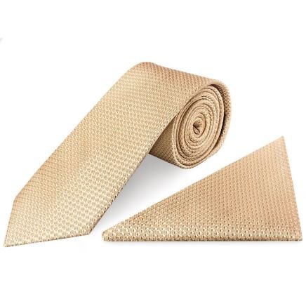 Gold Textured Classic Tie and Pocket Square Set