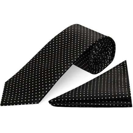 Black and White Polka Dot Classic Men's Tie Pocket Square Set