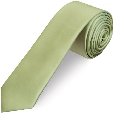 Plain Sage Green Satin Skinny Boys Tie