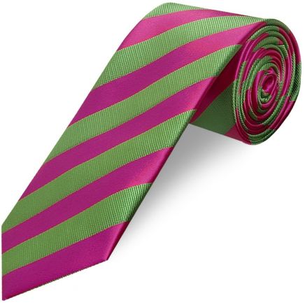 Pink and Lime Striped Classic Men's Tie