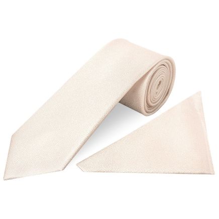 Plain Blush Textured Silk Classic Men's Tie and Pocket Square Set