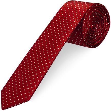 Red and White Polka Dot Skinny Men's Tie