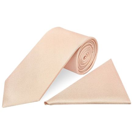 Plain Nude Silk Classic Men's Tie and Pocket Square Set